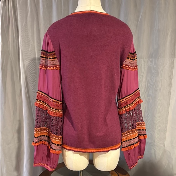 Anthropologie Emeryl Lace Bl-nk Puff Sweater Top - Picture 3 of 8